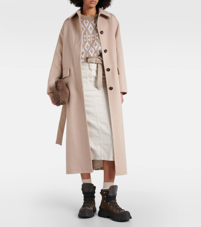 Brunello Cucinelli Cotton and linen midi skirt outlook