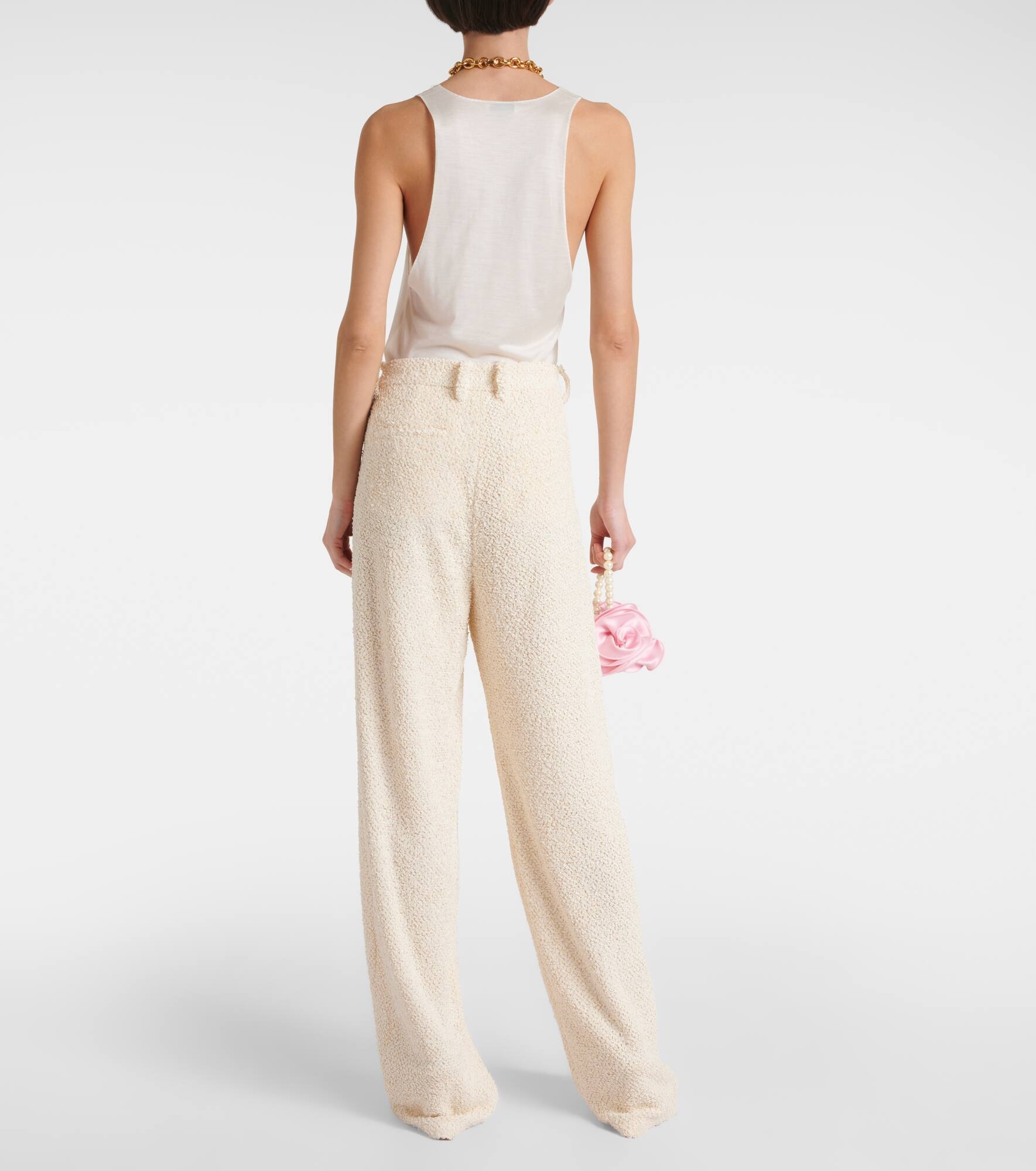 High-rise bouclé wide-leg pants - 3