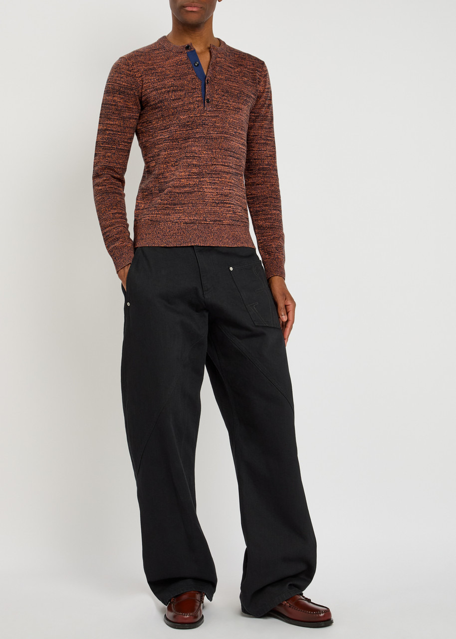 JW Anderson Melange Henley Knit Jumper - 4