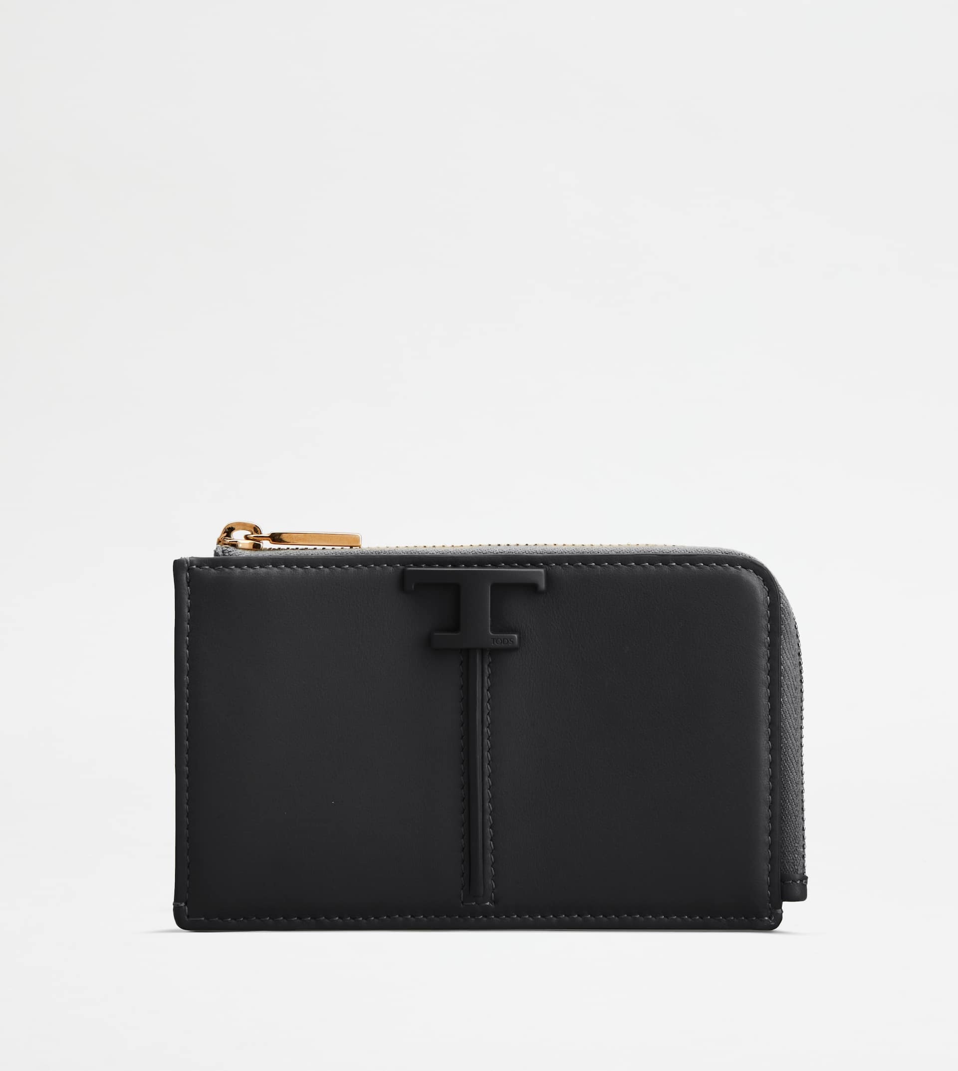 T TIMELESS KEY POUCH IN LEATHER - BLACK - 1