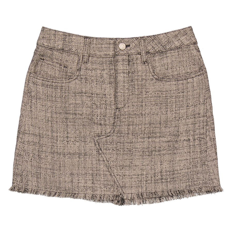 Stella McCartney Ladies Beige Mouline-Tweed Fringed-Hem Miniskirt - 5