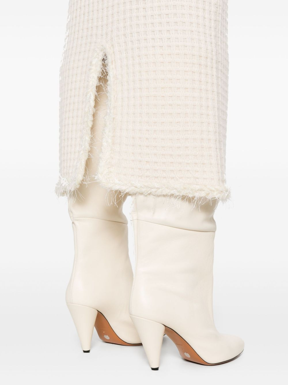 textured frayed-hem midi skirt - 5
