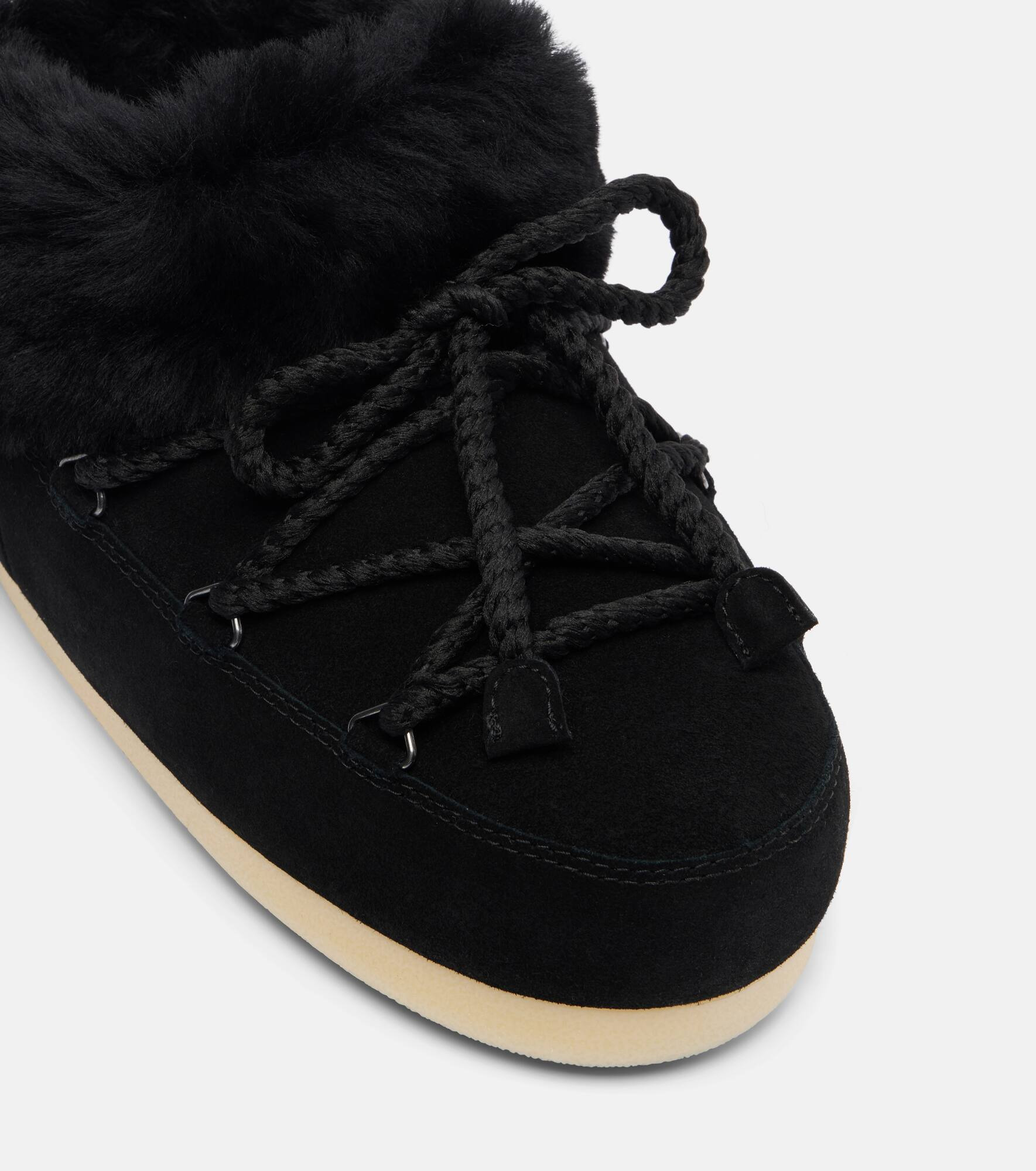 Evx shearling-trimmed suede mules - 5