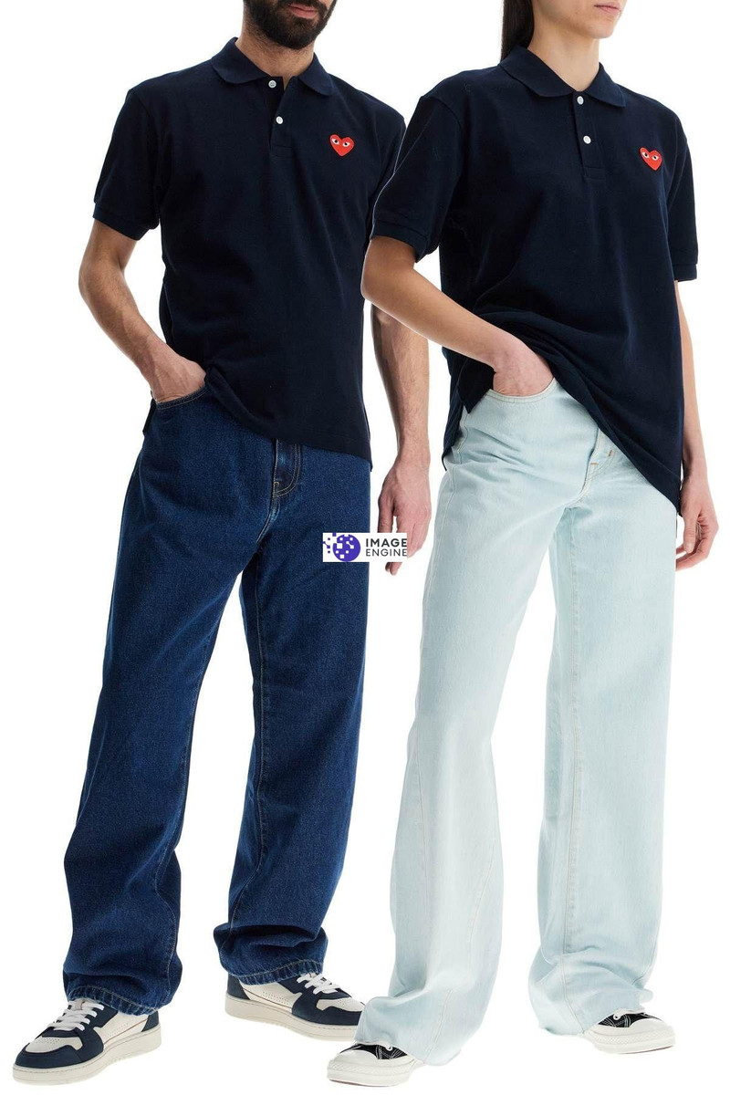 Comme des Garçons PLAY UNISEX T-SHIRT SLIM SHORT SLEEVE NAVY BLUE WITH RED HEART LOGO outlook