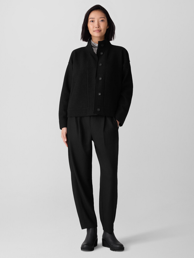 Lightweight Boiled Wool Stand Collar Jacket in Regenerative Wool 3