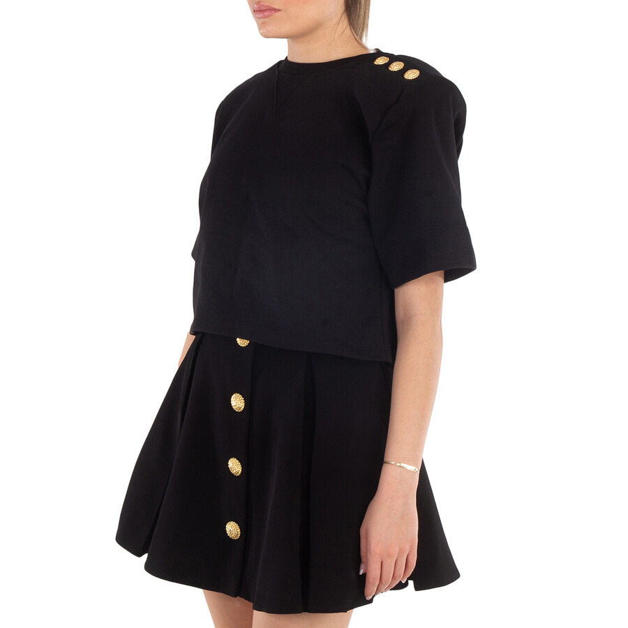 Balmain Button-Detail Cropped Crew-Neck Sweatshirt - 4