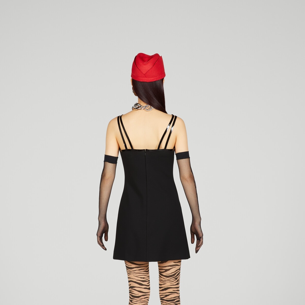 Viscose jersey mini dress with crystal G square - 7