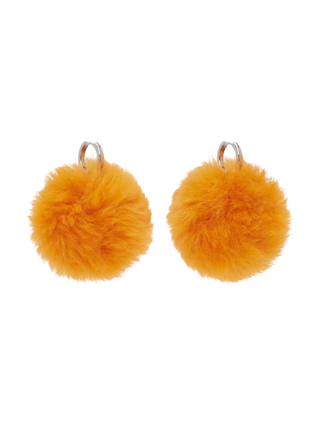 Orange Pom Pom Earrings - 2