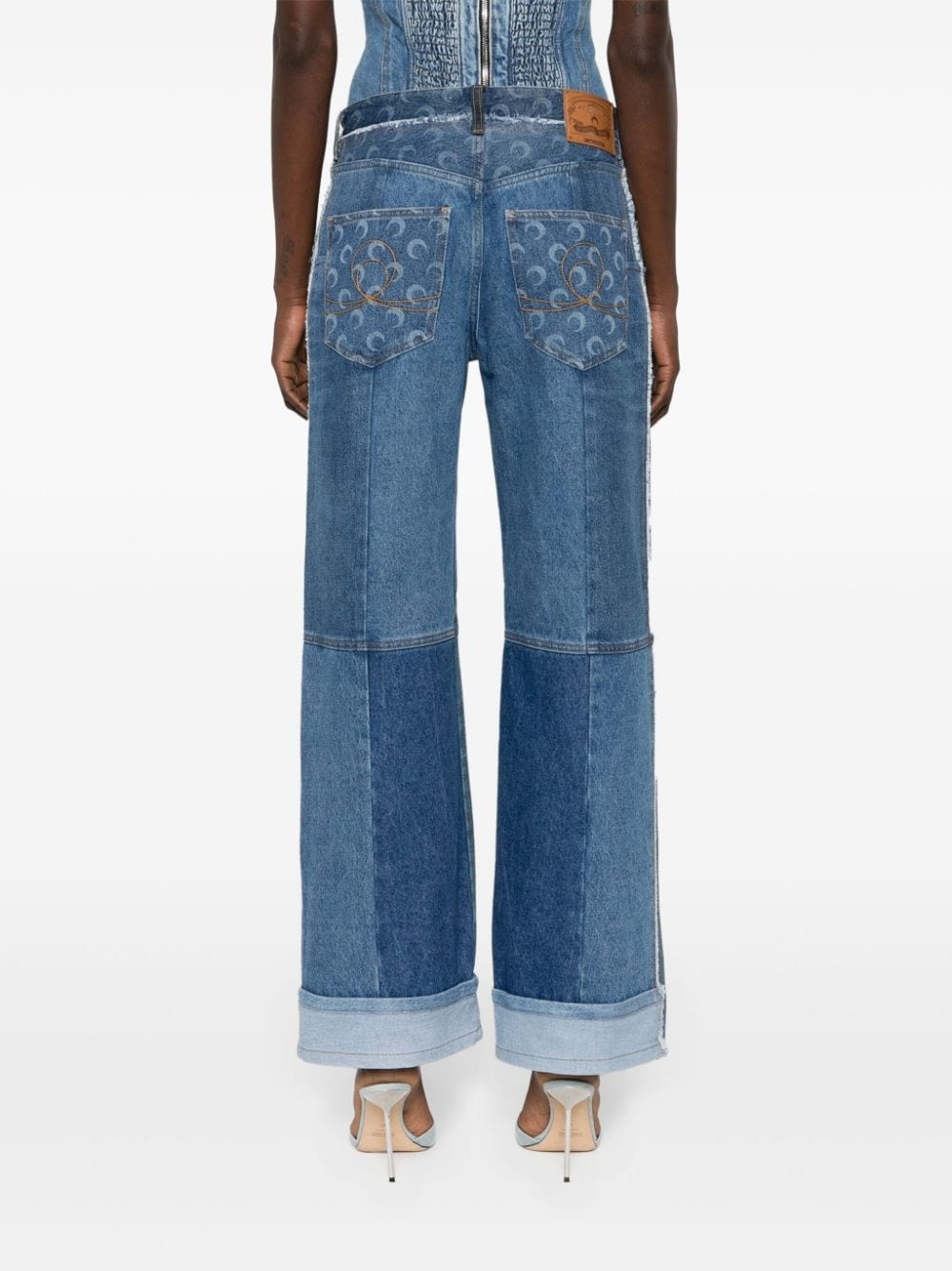 patchwork straight-leg jeans - 4