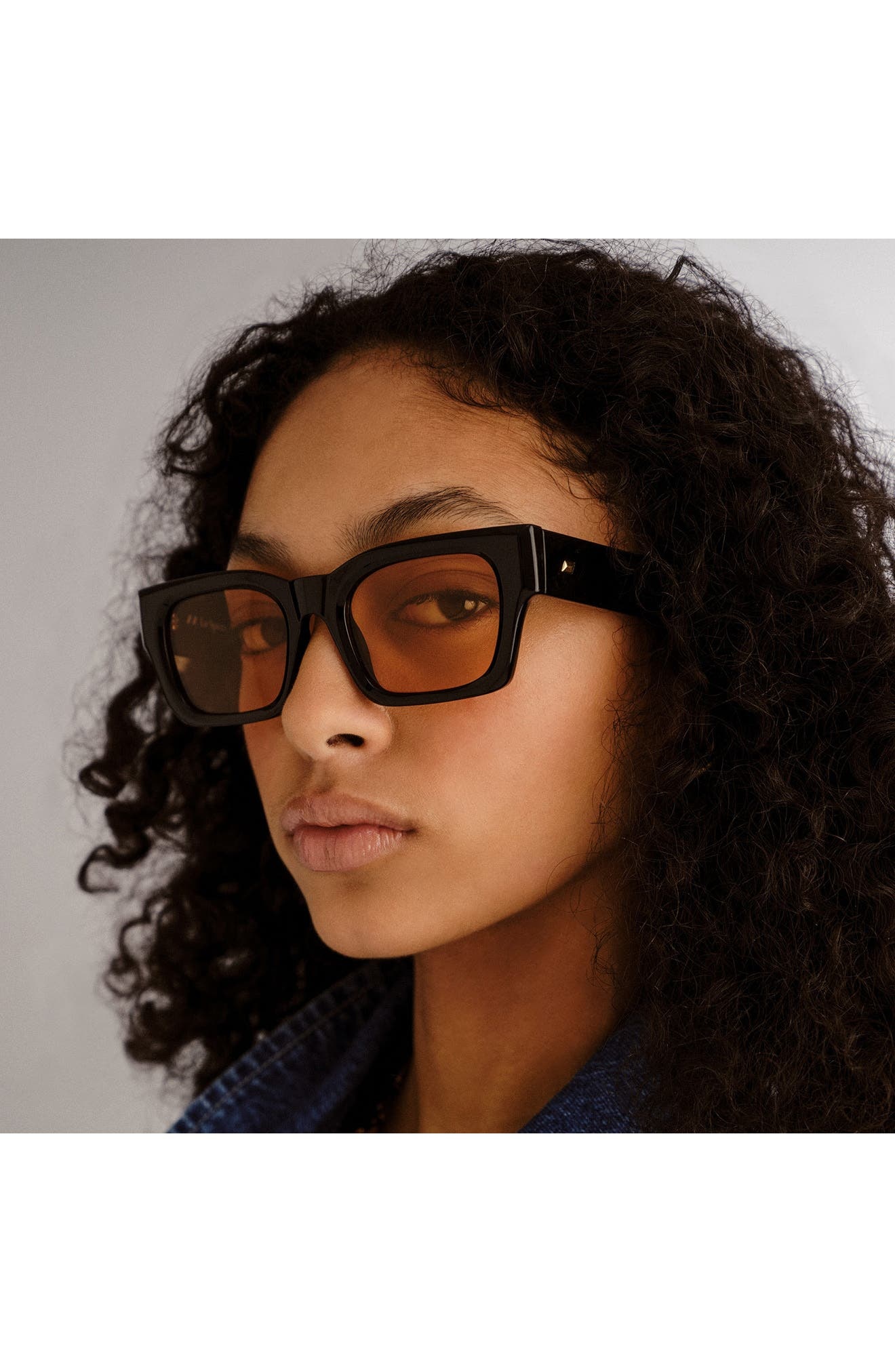 Le Specs Shmood 52mm Rectangular Sunglasses in Black/Amber Tint at Nordstrom - 5