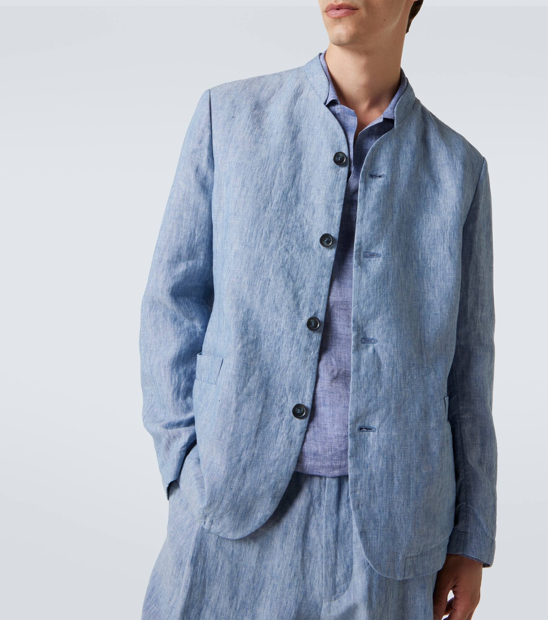 Single-breasted linen jacket - 5