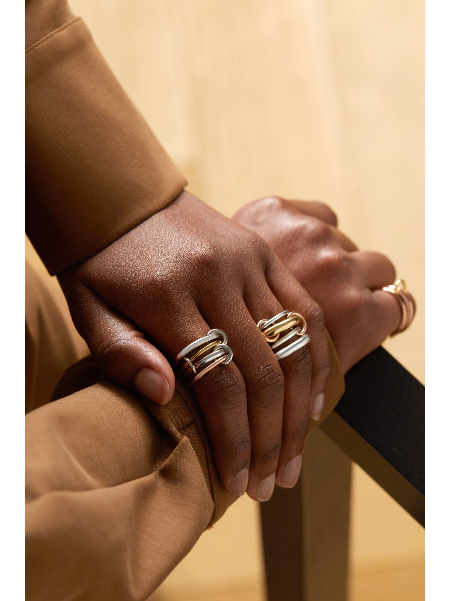 Hyacinth set of four 18-karat yellow and rose gold and sterling silver rings Silver - 6