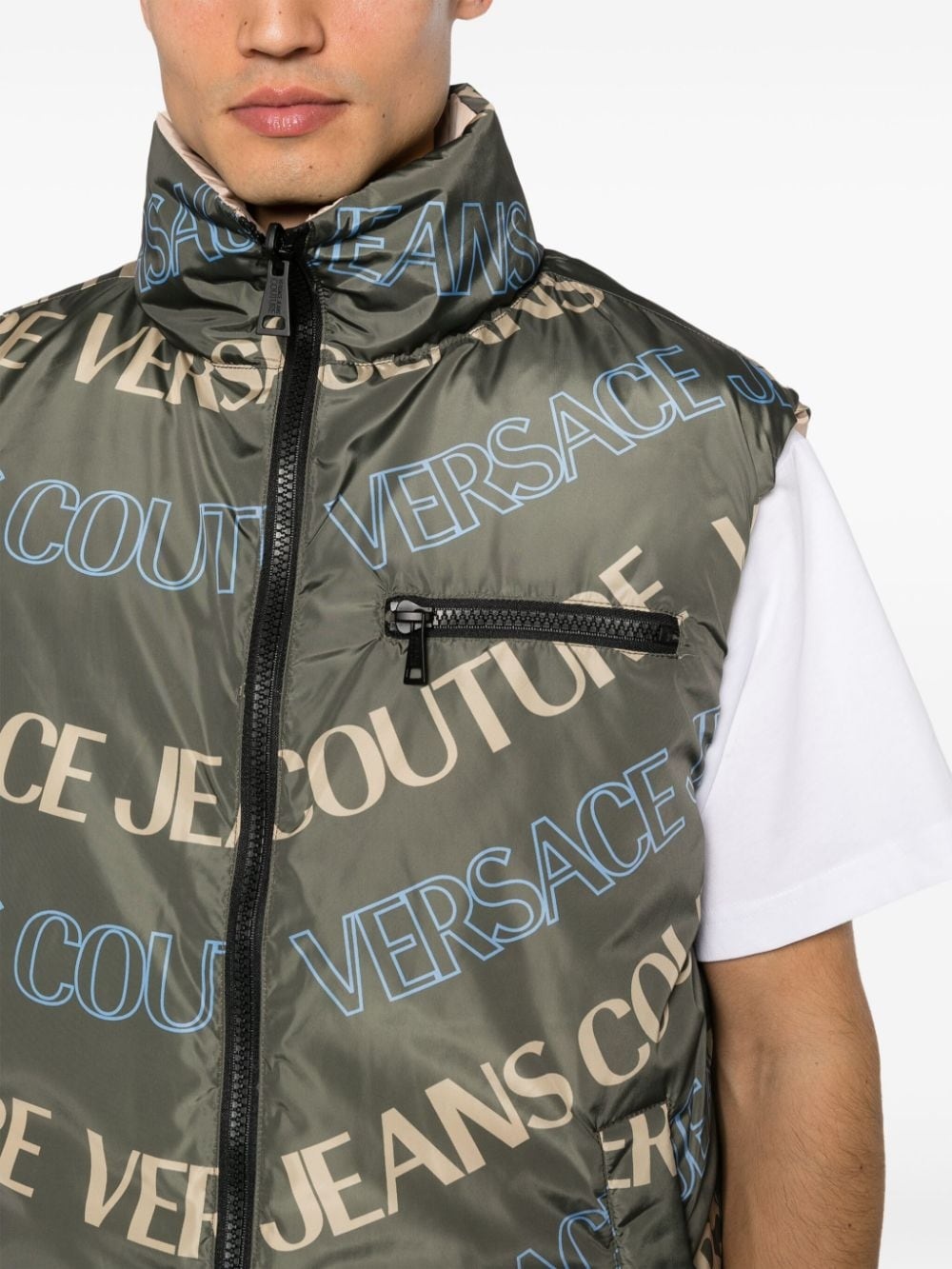 logo-patch quilted gilet - 6