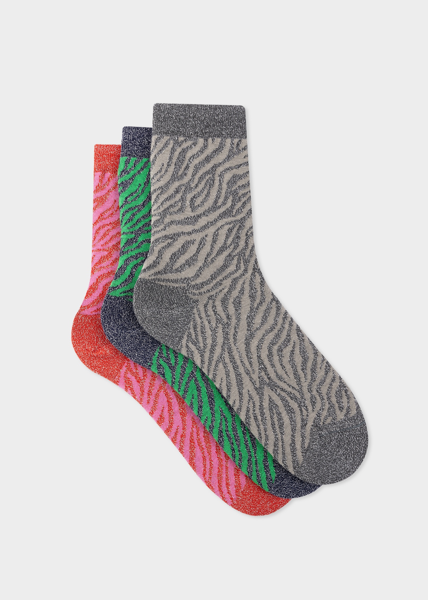 Women's Zebra Glitter Socks Three Pack - 1