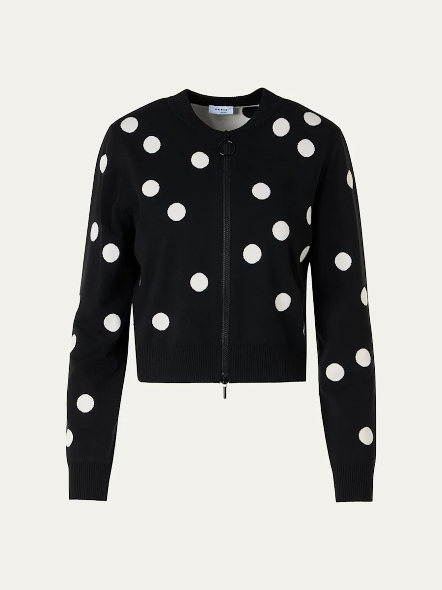 Polka Dot Wool Zip Cardigan - 1