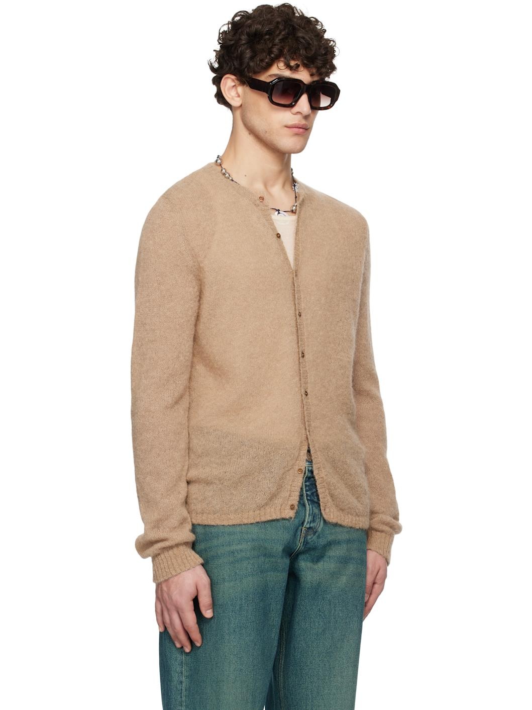 Tan Button Alone Cardigan - 2