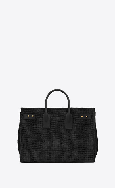 SAINT LAURENT sac de jour medium supple in raffia and vegetable-tanned leather outlook