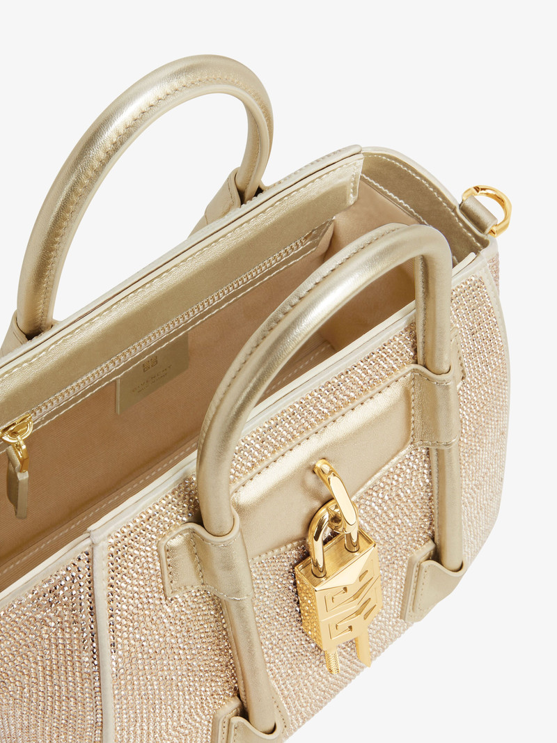 MINI ANTIGONA LOCK BAG IN SATIN WITH STRASS 5