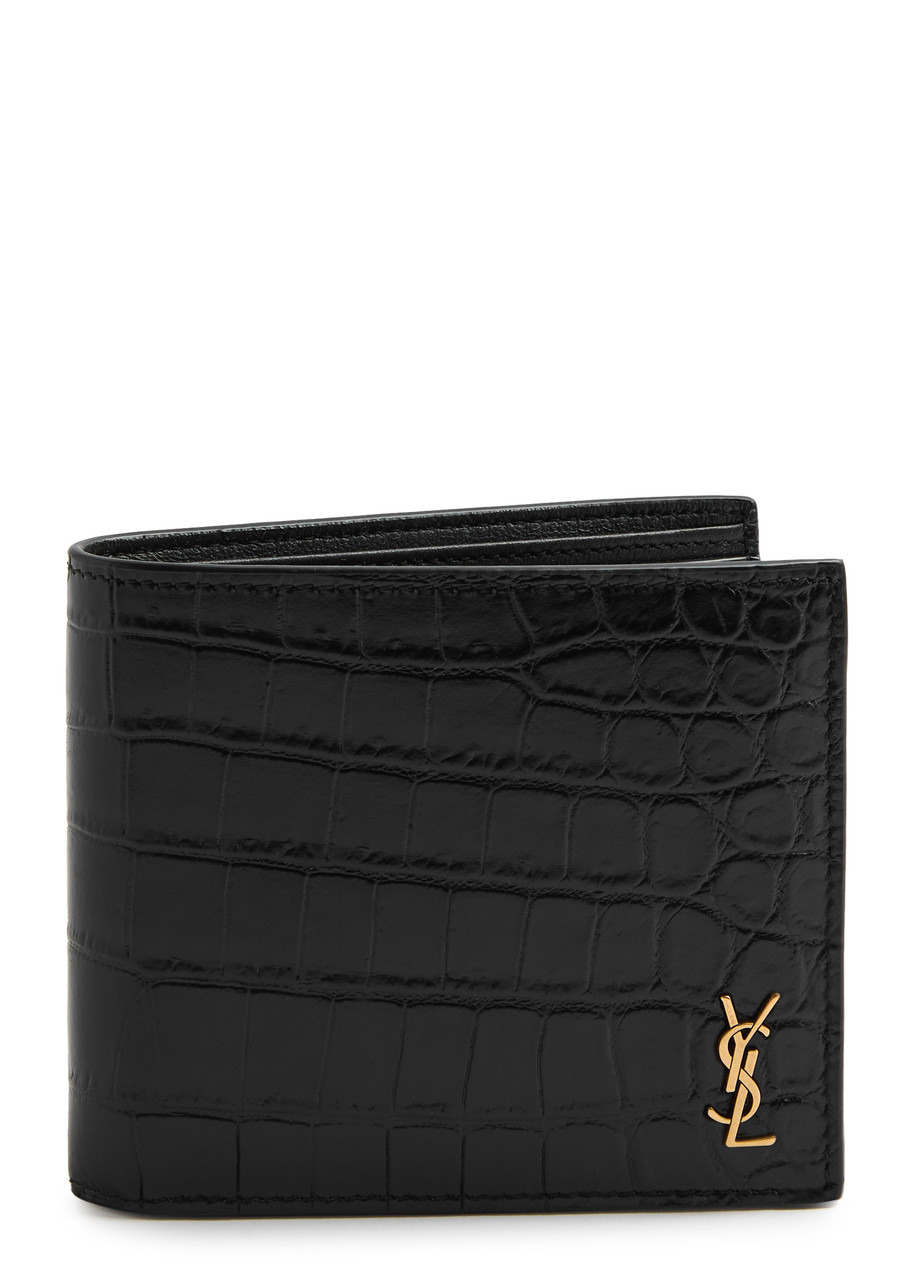 Saint Laurent Logo Crocodile-effect Leather Wallet - 1