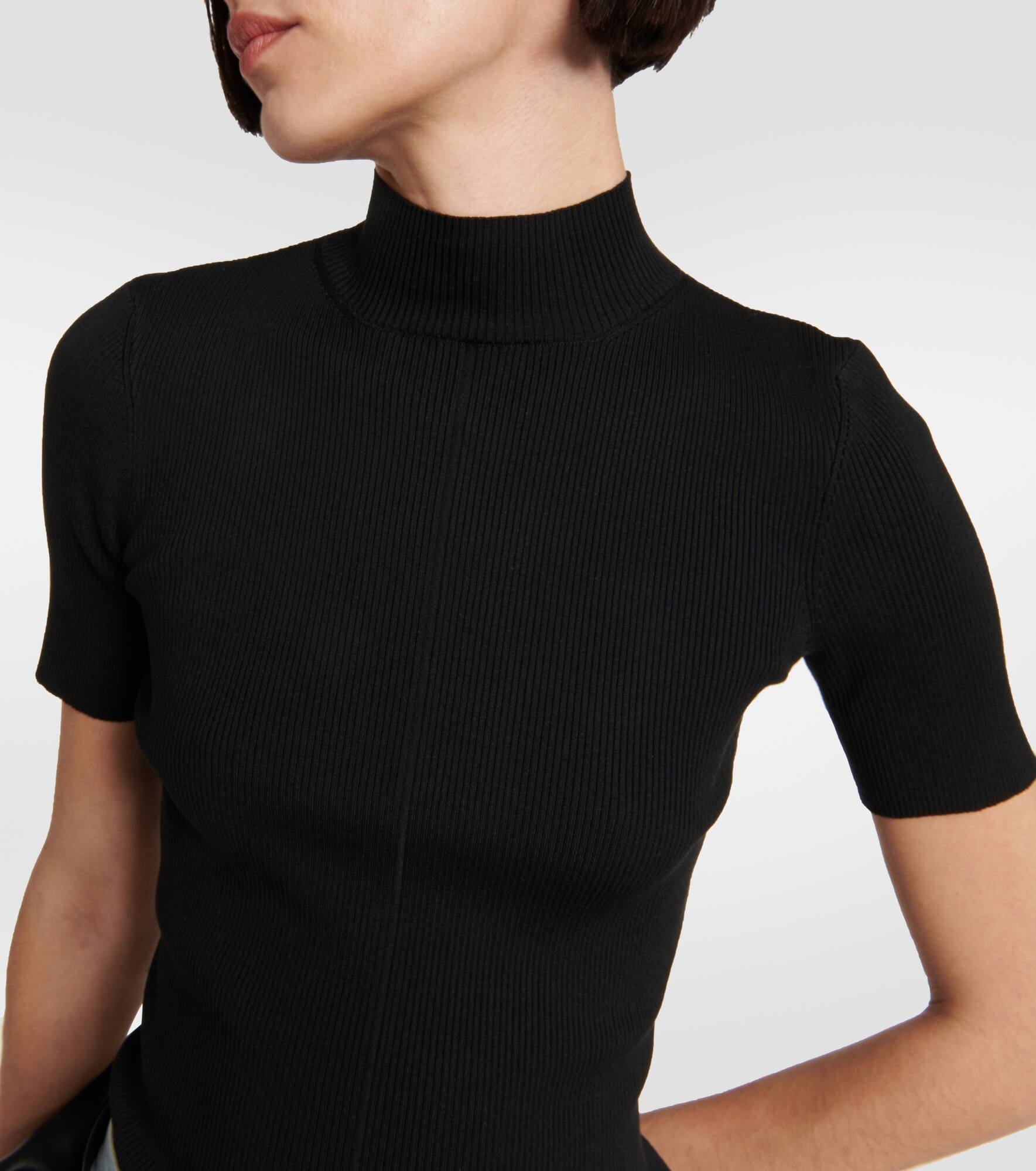 Ribbed-knit silk-blend top - 4