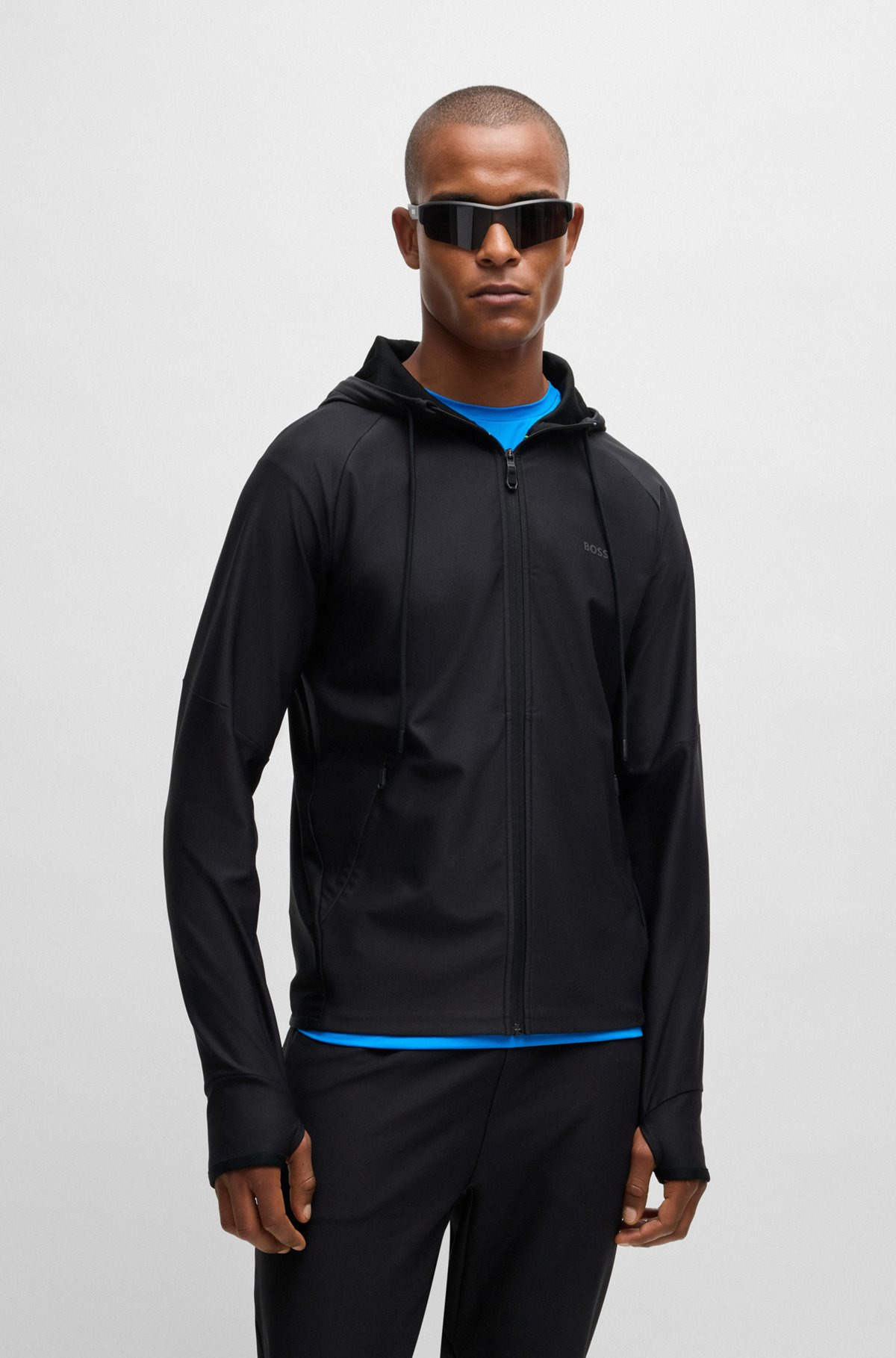 ACTIVE-STRETCH ZIP-UP HOODIE WITH LOGO DETAIL - 2