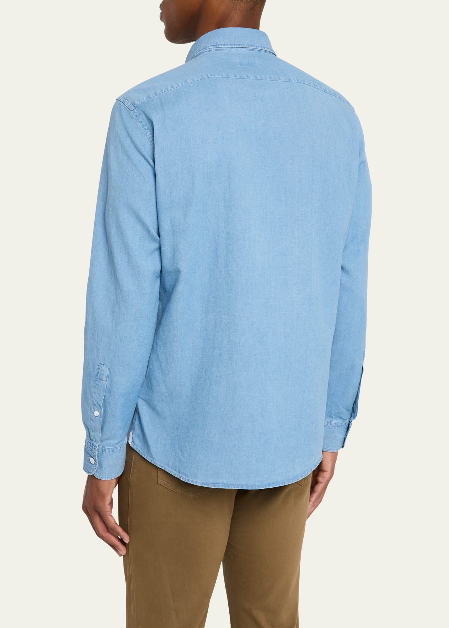 Men's Cotton and Linen Denim Casual Button-Down Shirt - 3
