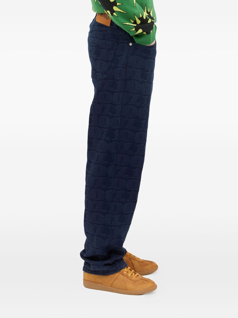 logo-jacquard jeans - 3