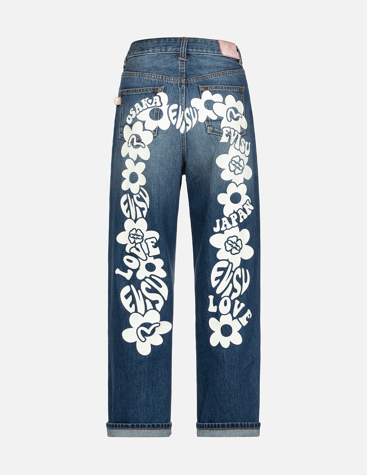 FLORAL SEAGULL PLASTISOL DAICOCK PRINT WIDE LEG JEANS - 1
