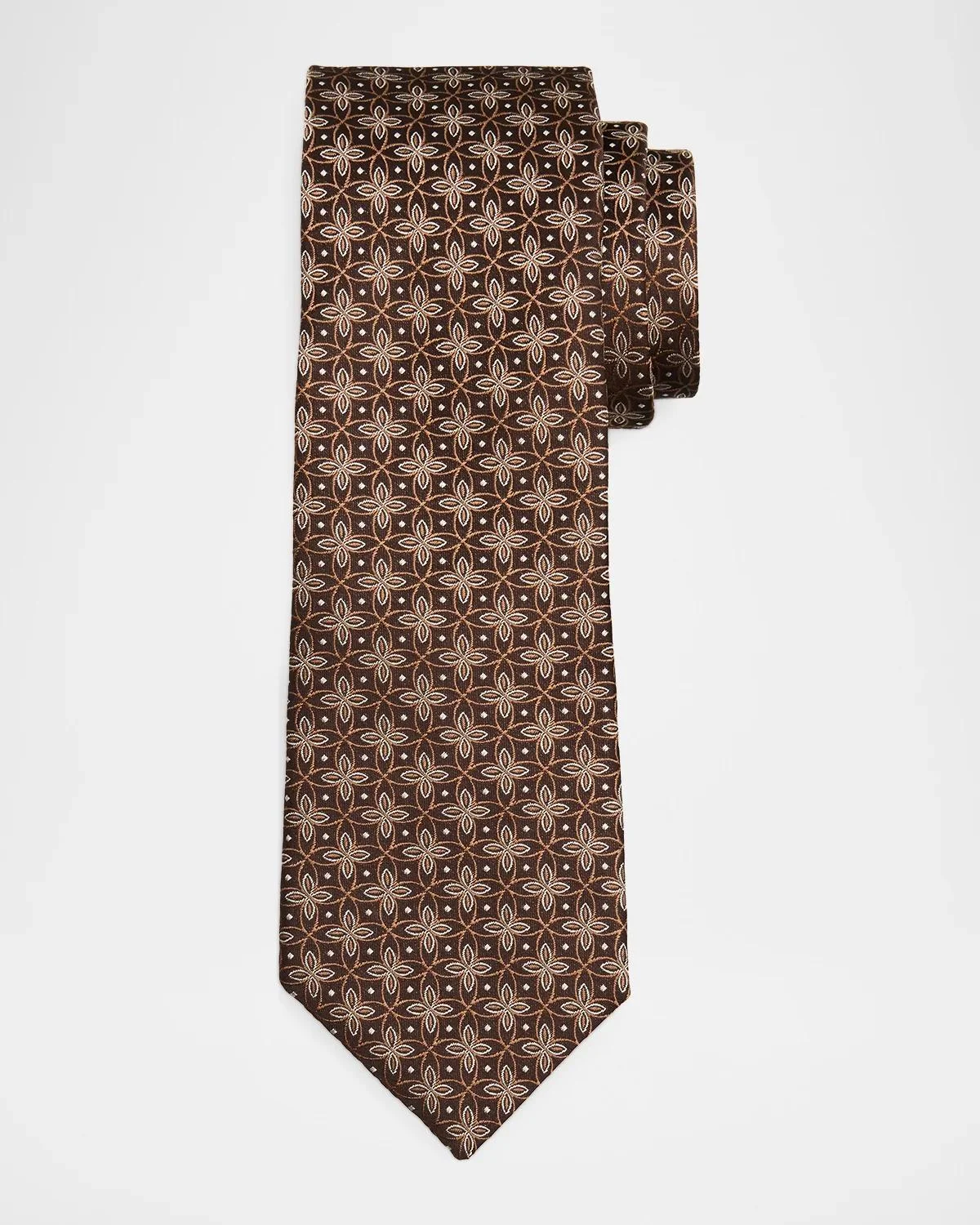Men's Geometric Floral Silk Tie - 1