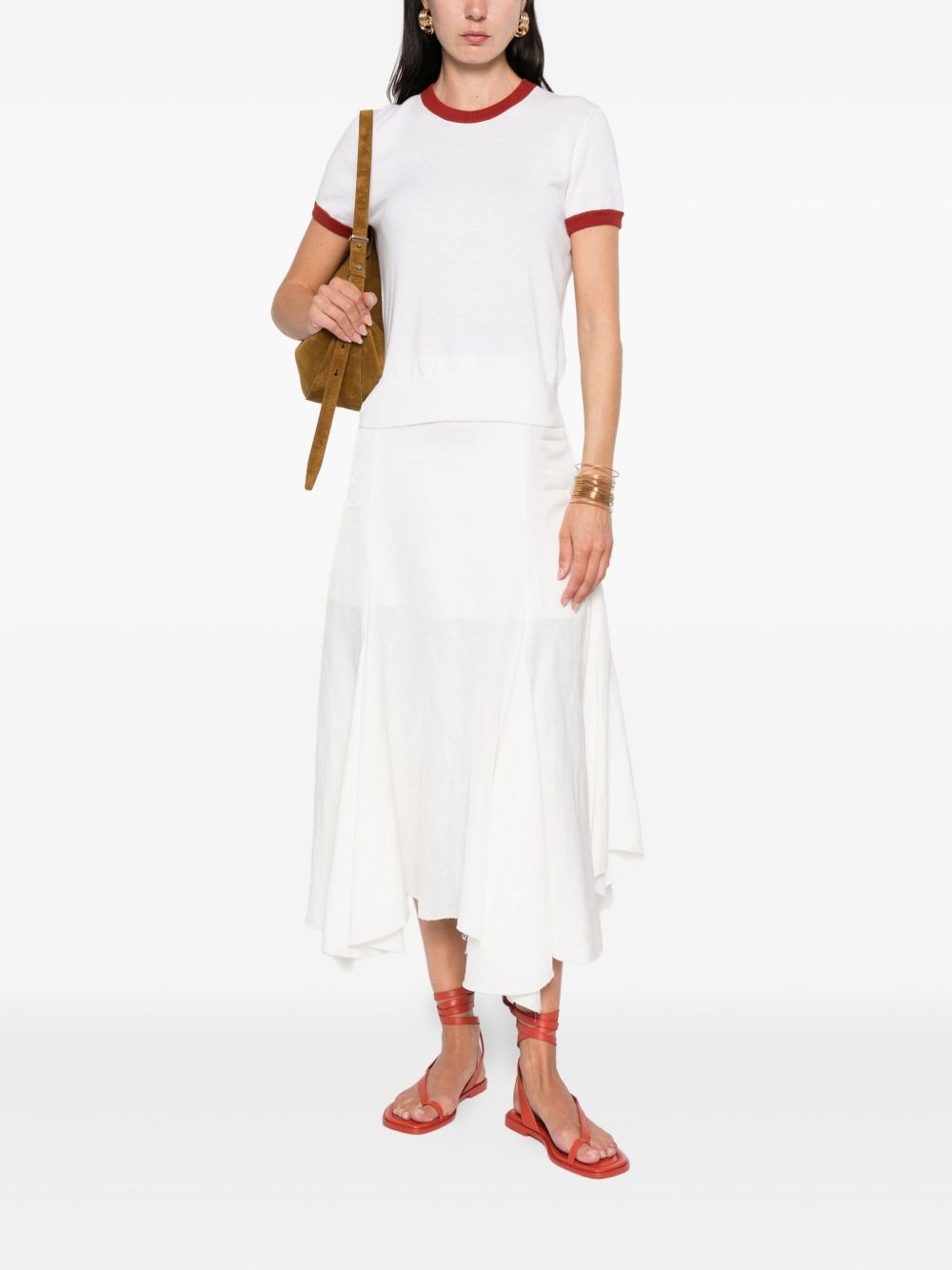 contrast-trim cotton-cashmere t-shirt - 2