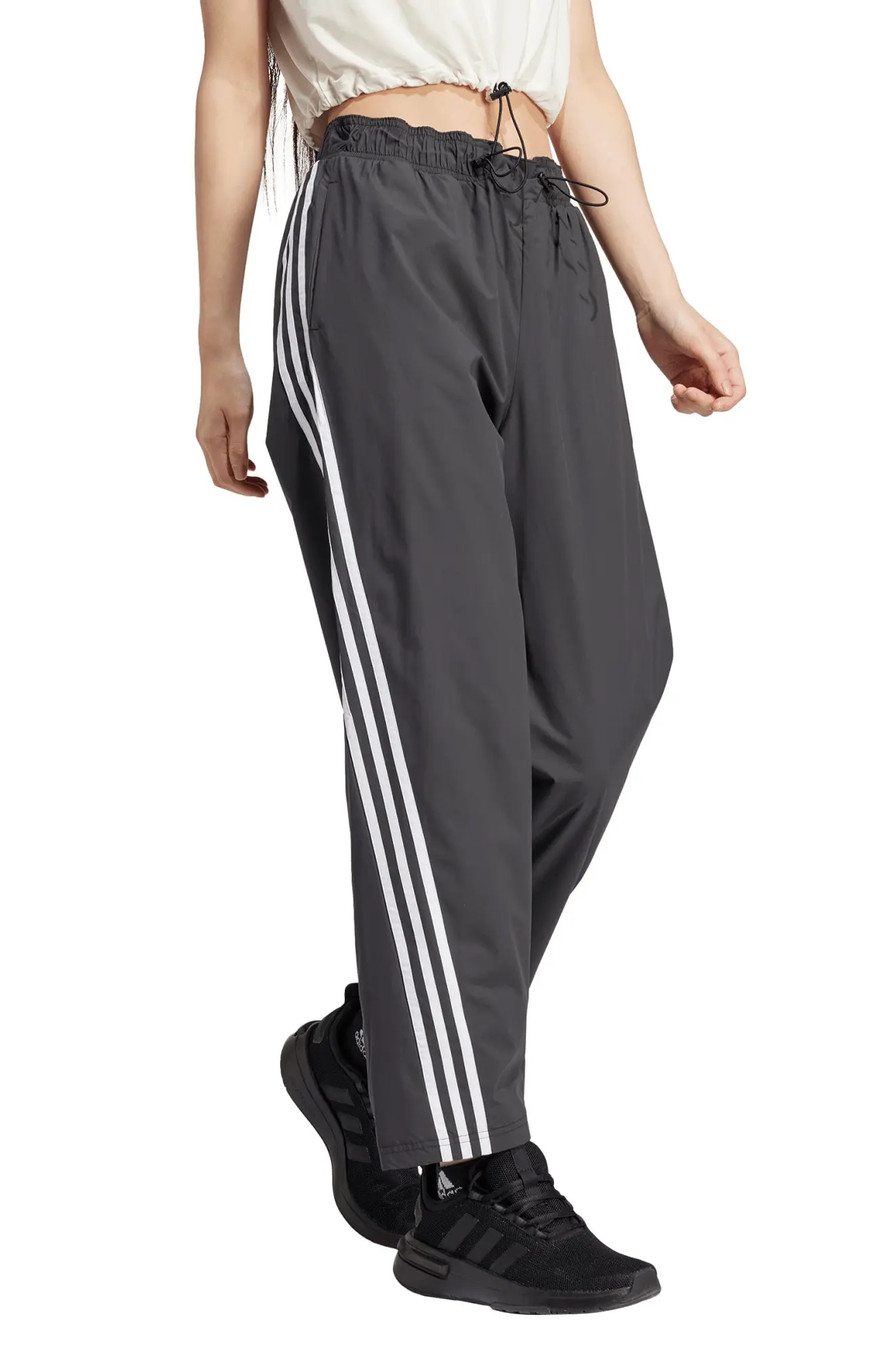 Future Icons 3-Stripes Recycled Polyester Ripstop Track Pants in Black/White - 3