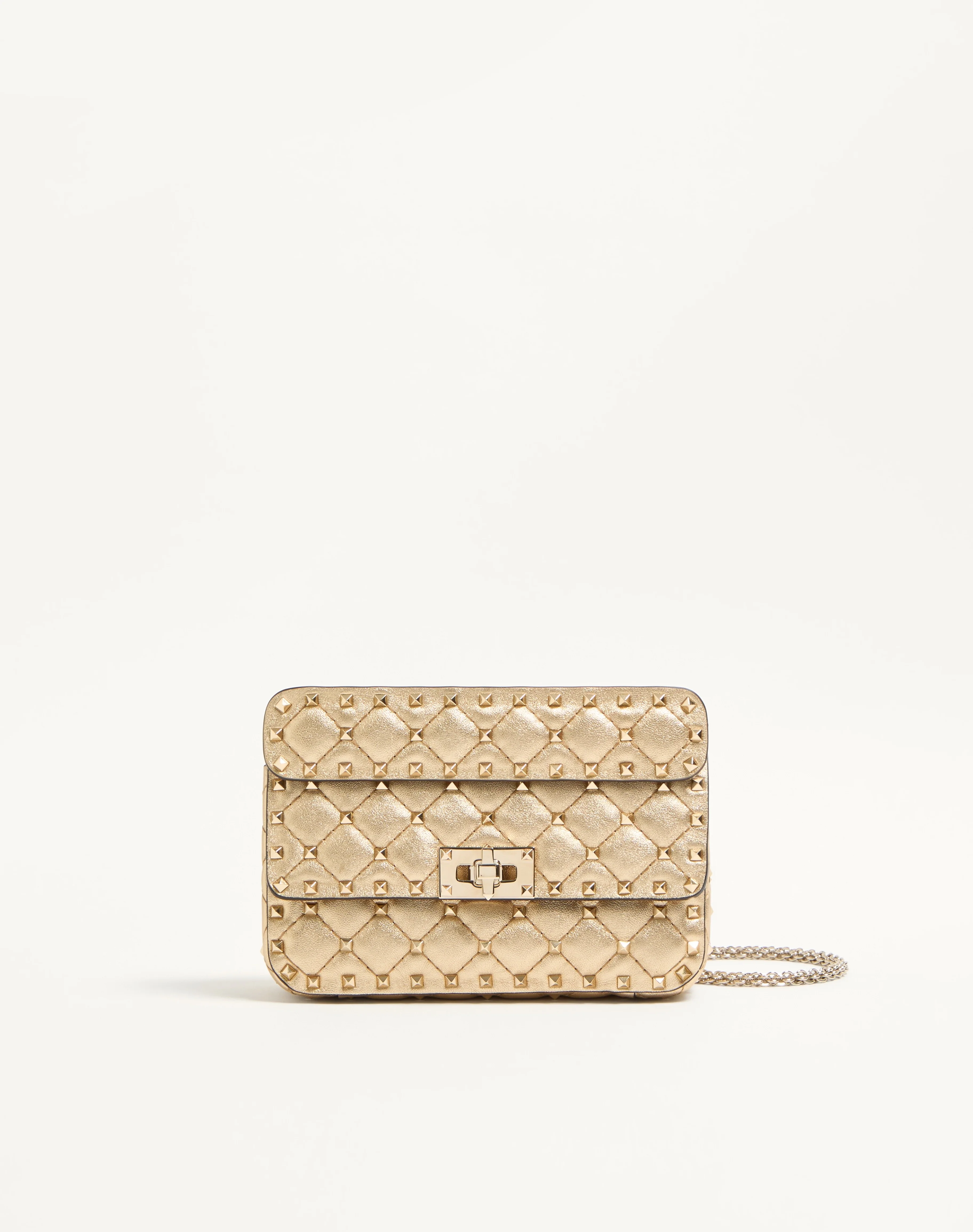 VALENTINO GARAVANI ROCKSTUD SPIKE SMALL LAMINATED NAPPA BAG - 1