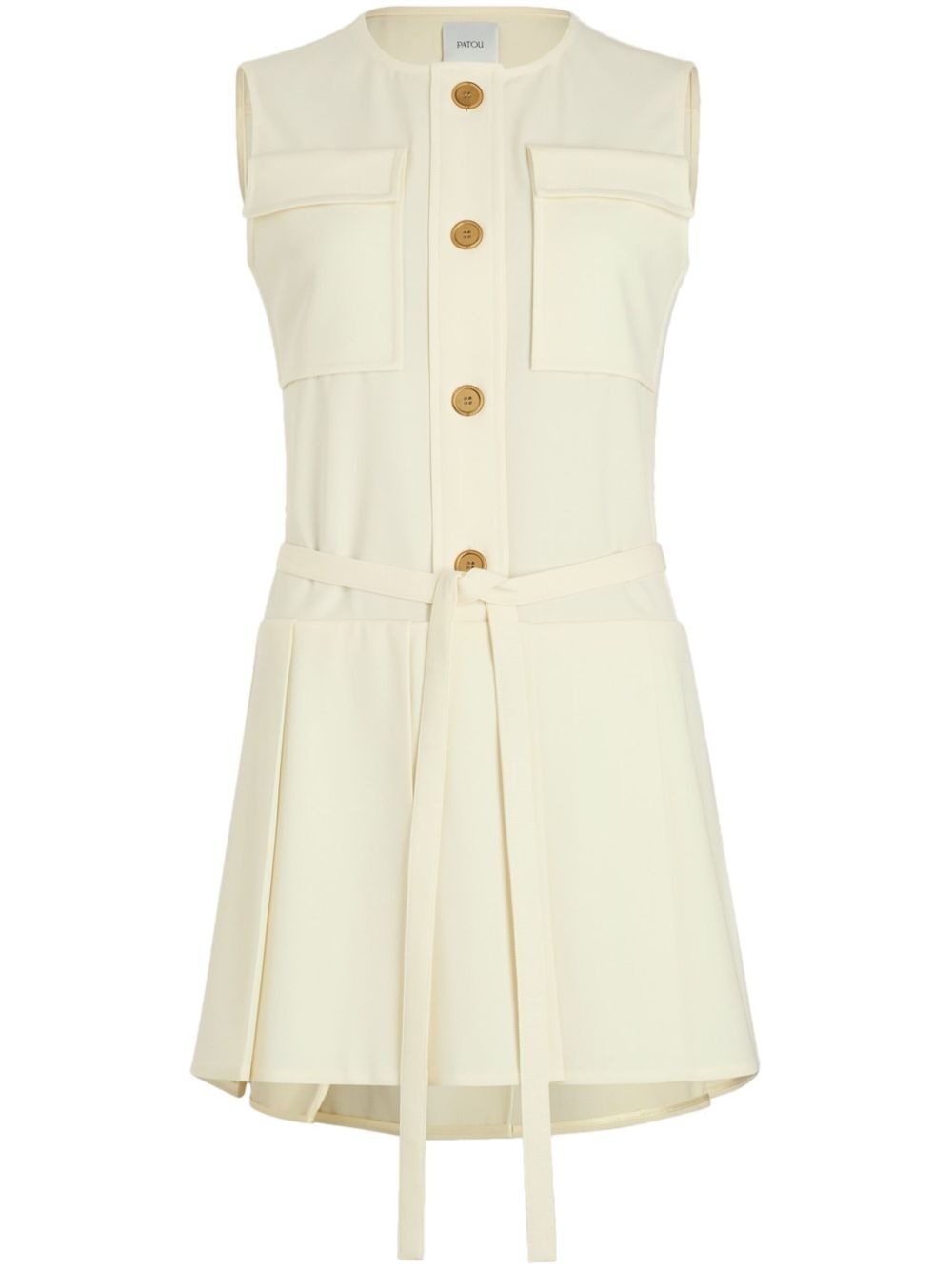 pleated twill midi skirt - 1