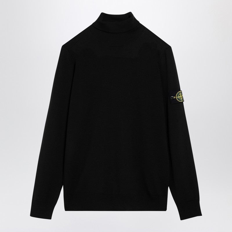 Stone Island Black Turtleneck Sweater In Wool Men - 1