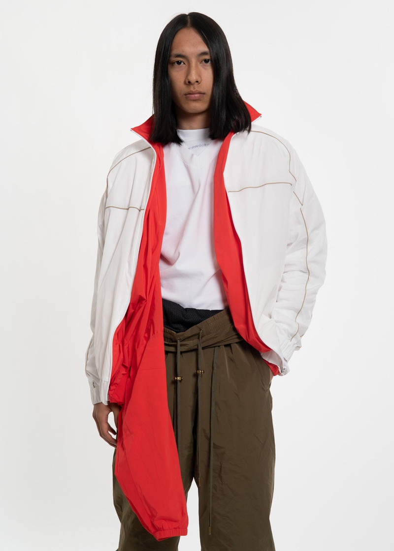 White and Red Layered Track Jacket 4