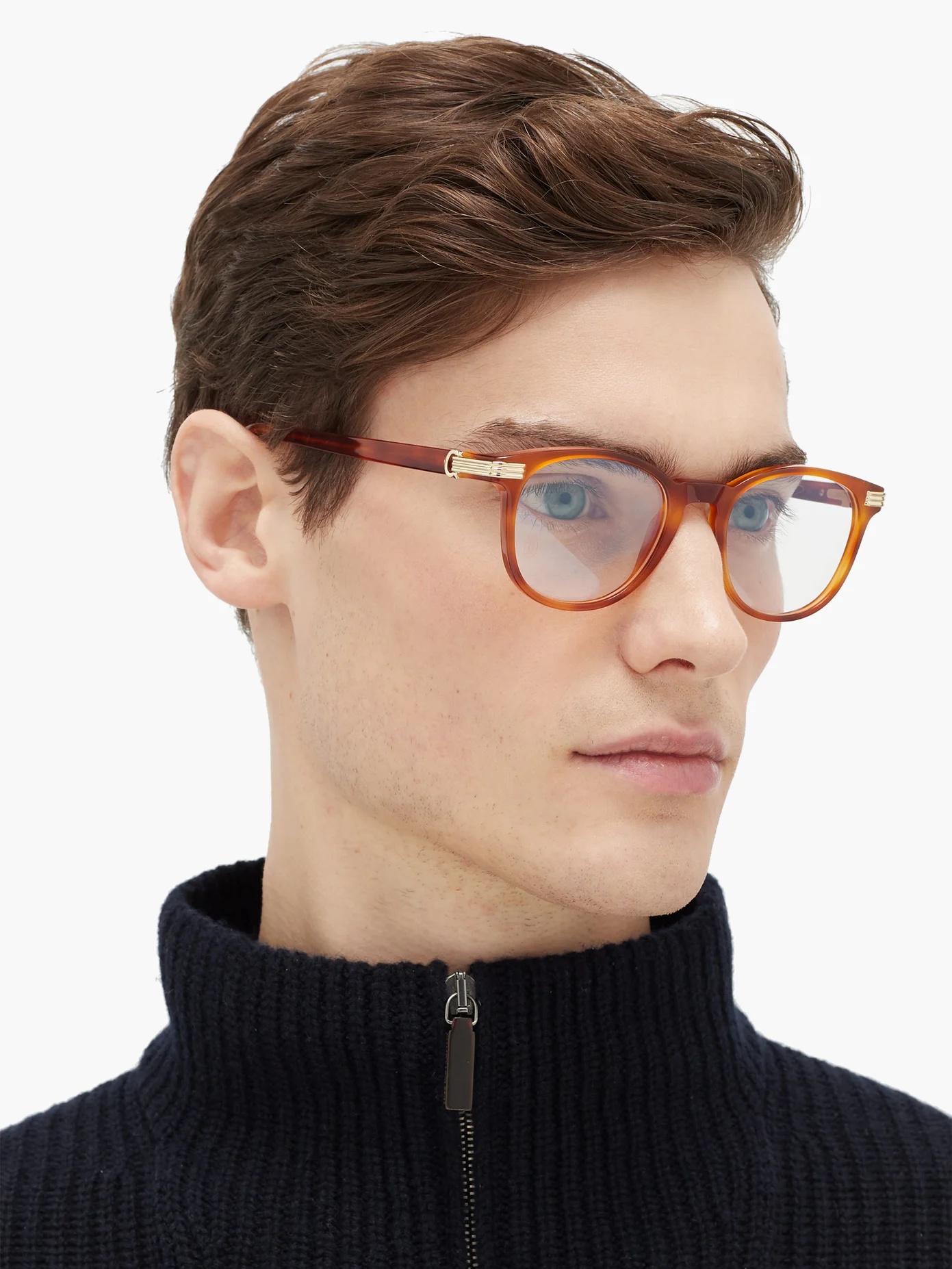 Havana round tortoiseshell-acetate glasses - 2