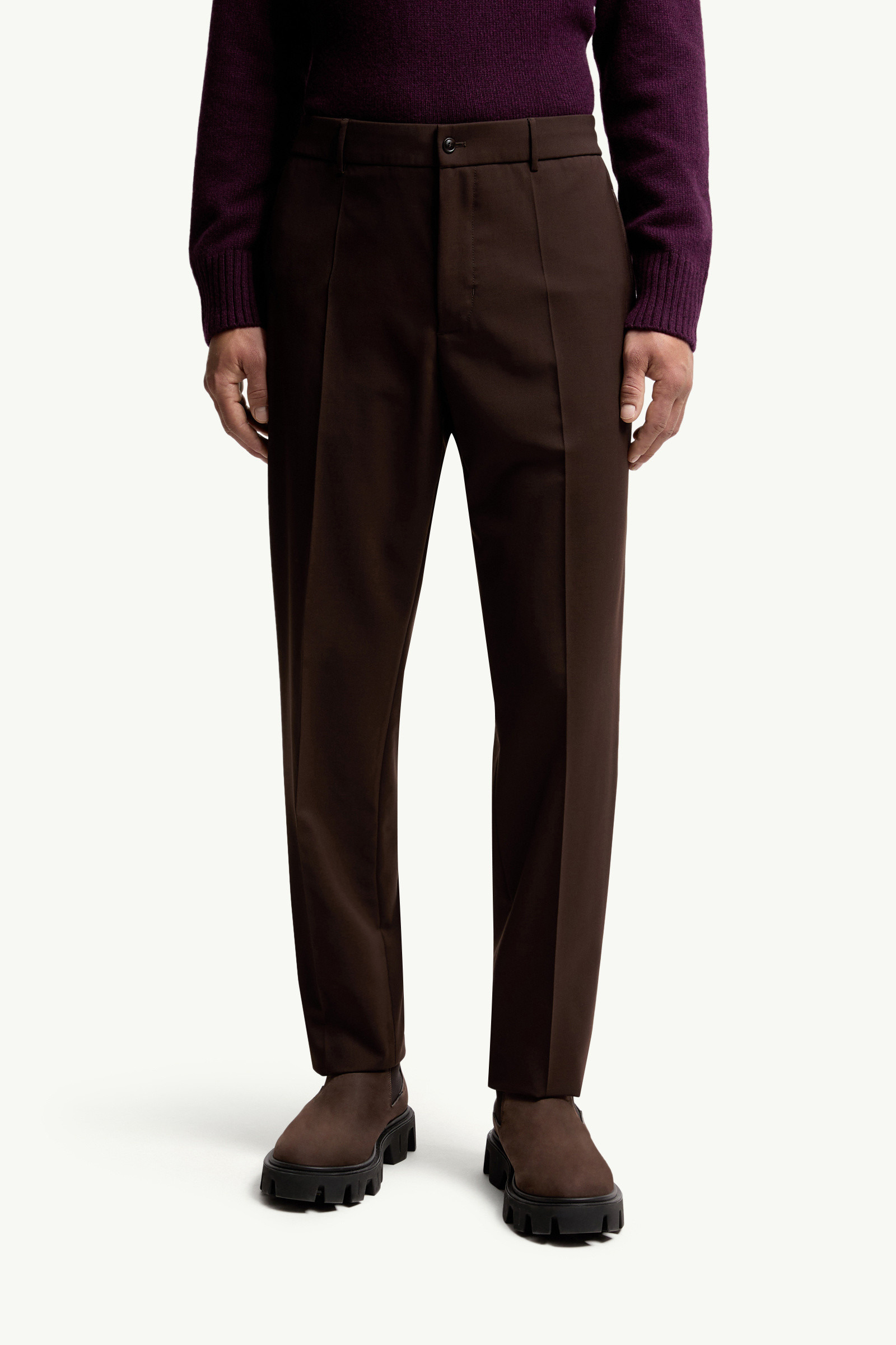 Wool Blend Gabardine Tailored Pants - 3