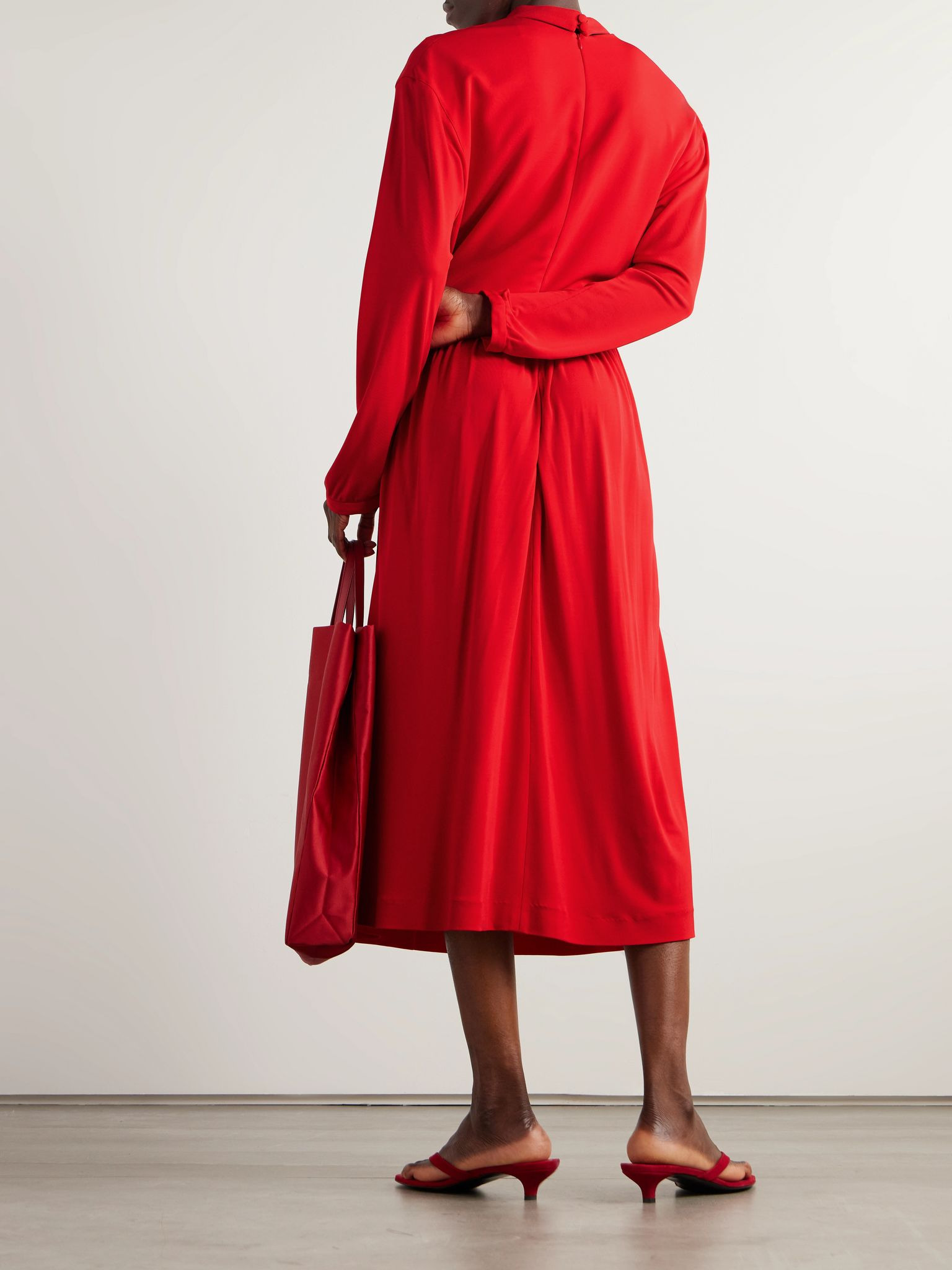 Crepe midi dress Red - 3