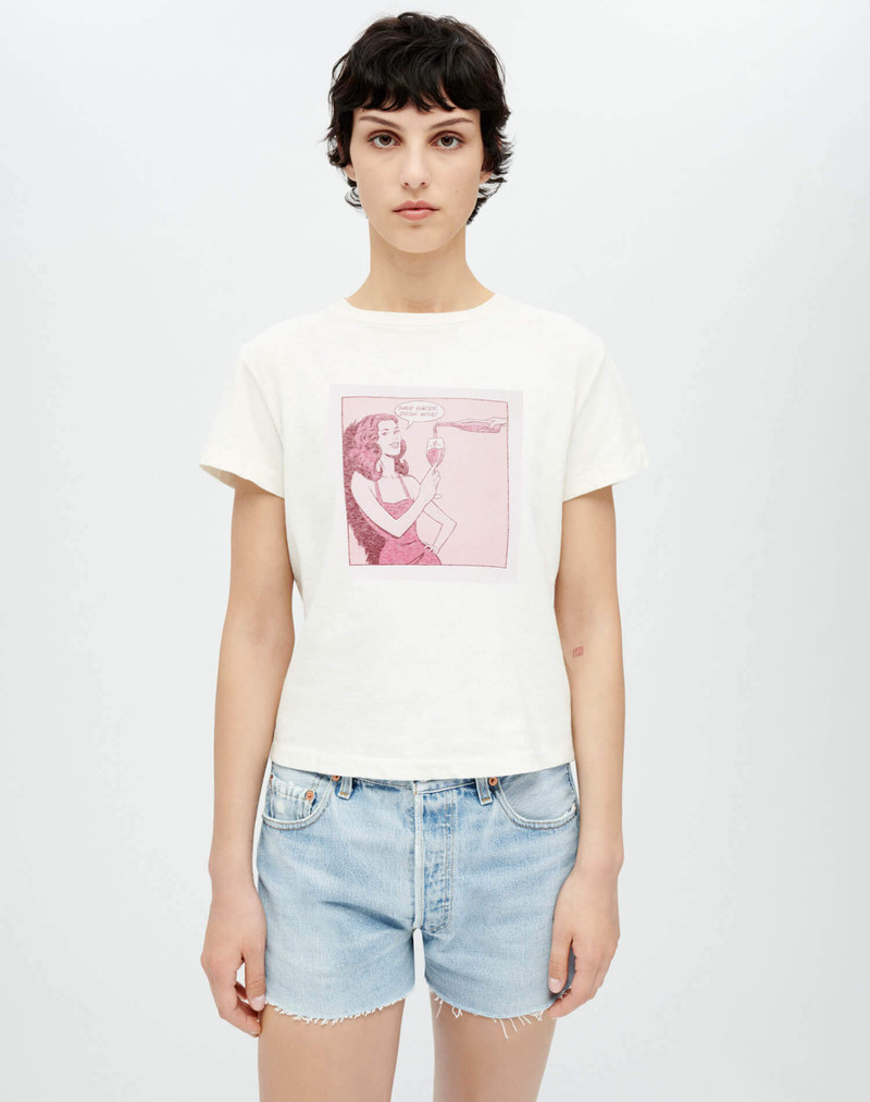 Classic "Drink Wine" Tee - Vintage White 3
