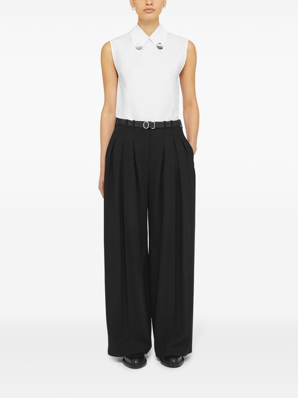 belted wool palazzo pants - 2