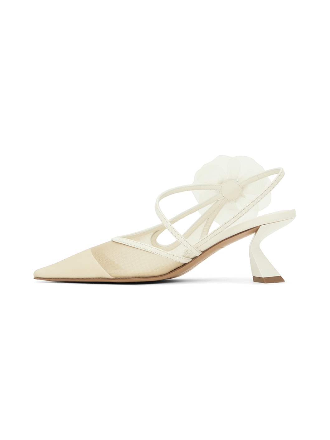 Off-White Slingback Tulle Heels - 3