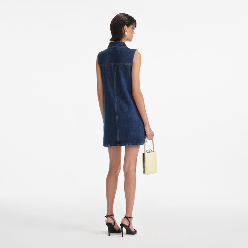self-portrait Denim Sleeveless Mini Dress outlook
