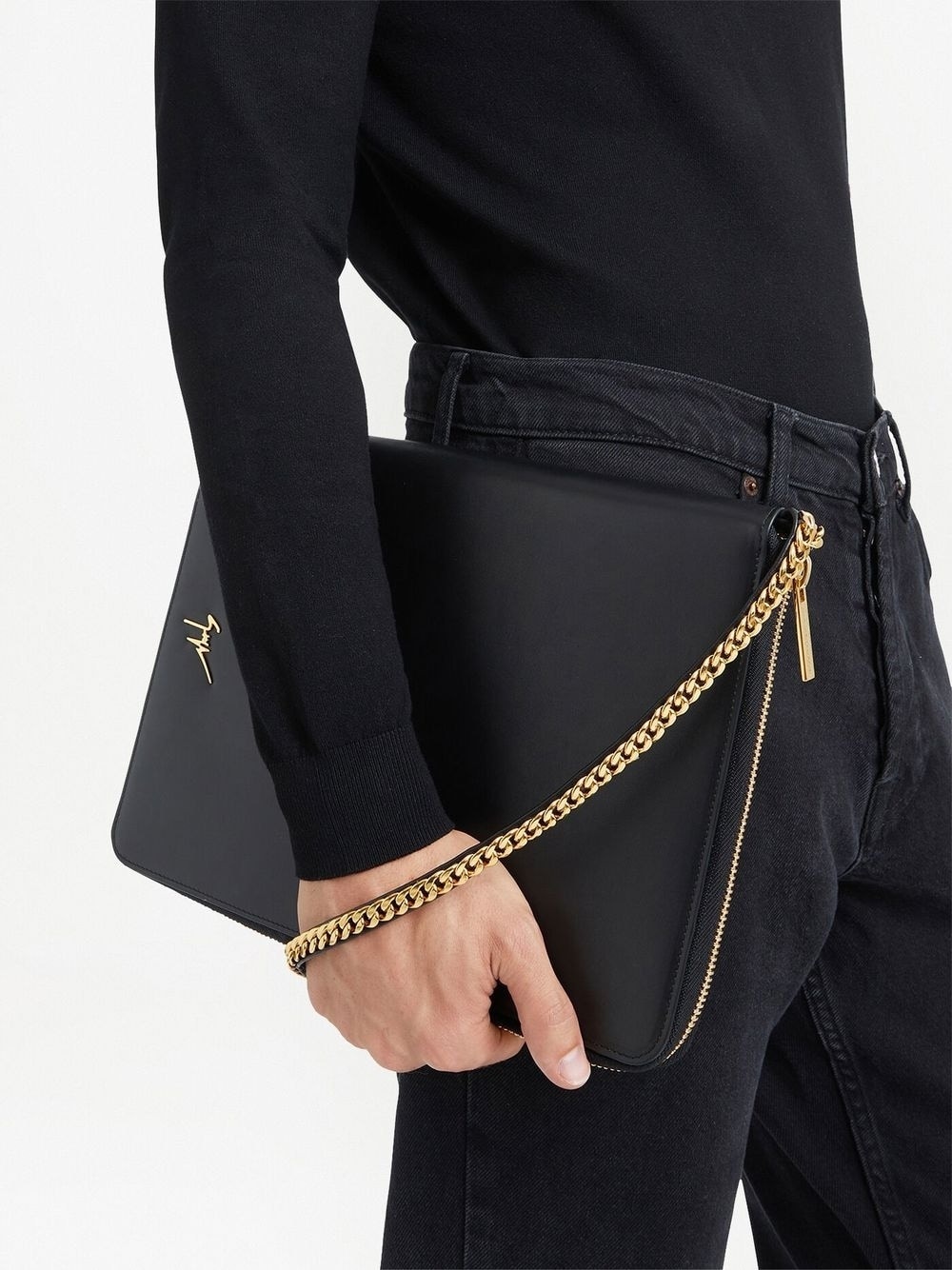 chain-strap leather card case - 2