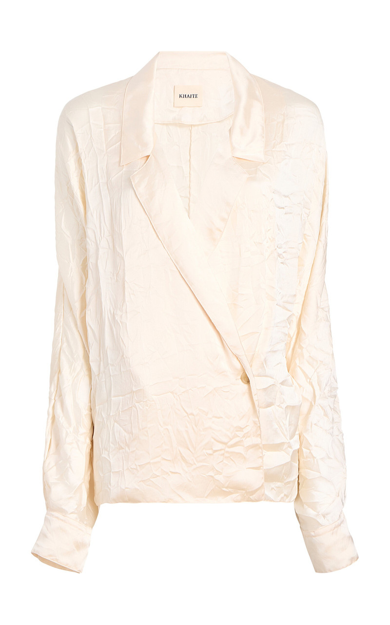 Garth Wrap-Front Satin Blouse off-white 1