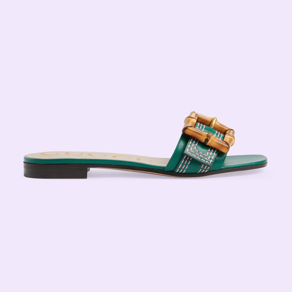 Women's slide sandal with bamboo buckle - 1
