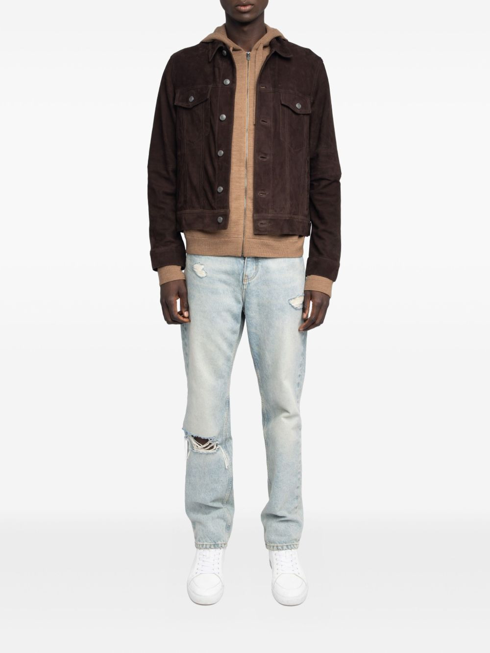 Bases button-fastening suede jacket - 2
