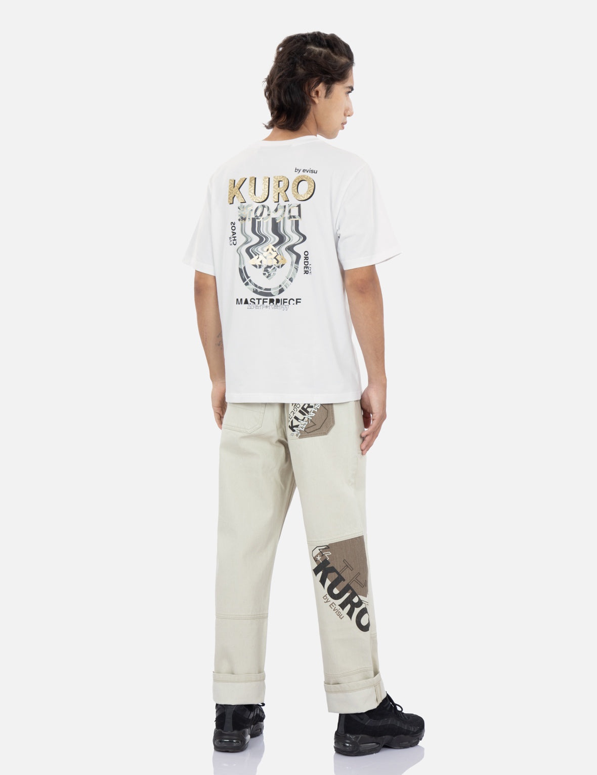 Seagull Print Colorblock Denim Jeans - 3