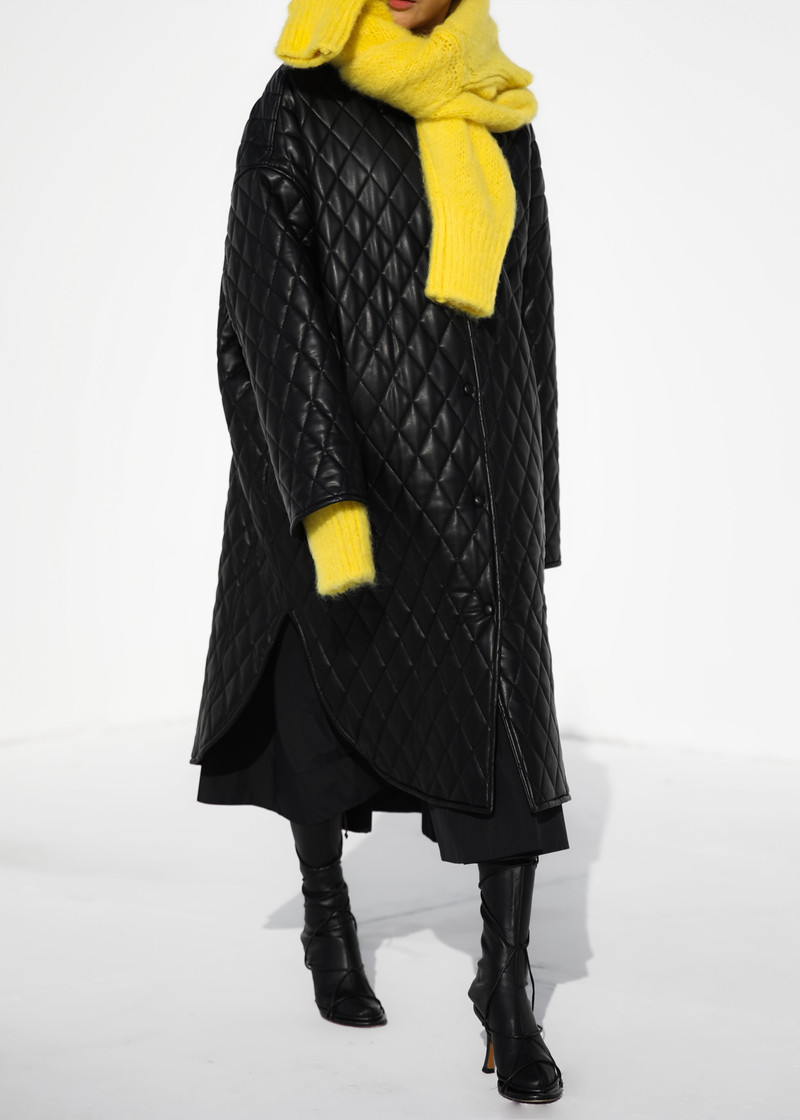 Montana Quilted Faux Leather Coat - Black 10