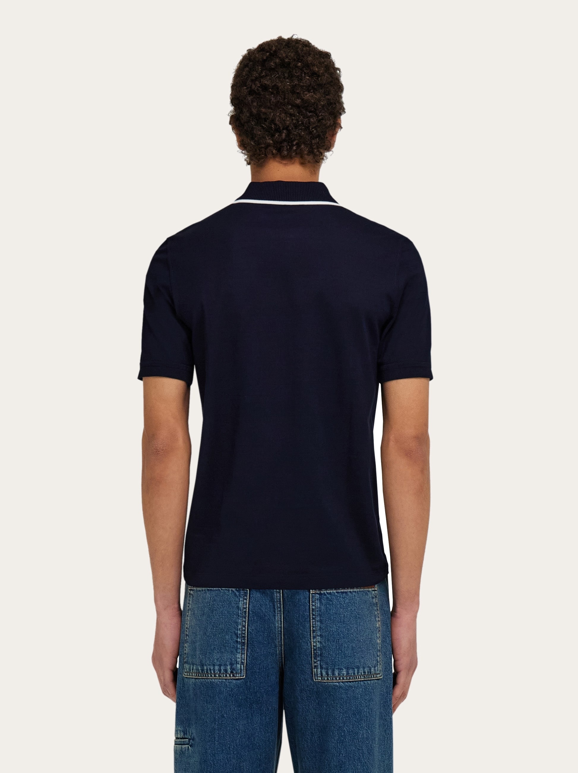 Cotton polo shirt with zip closure - 3