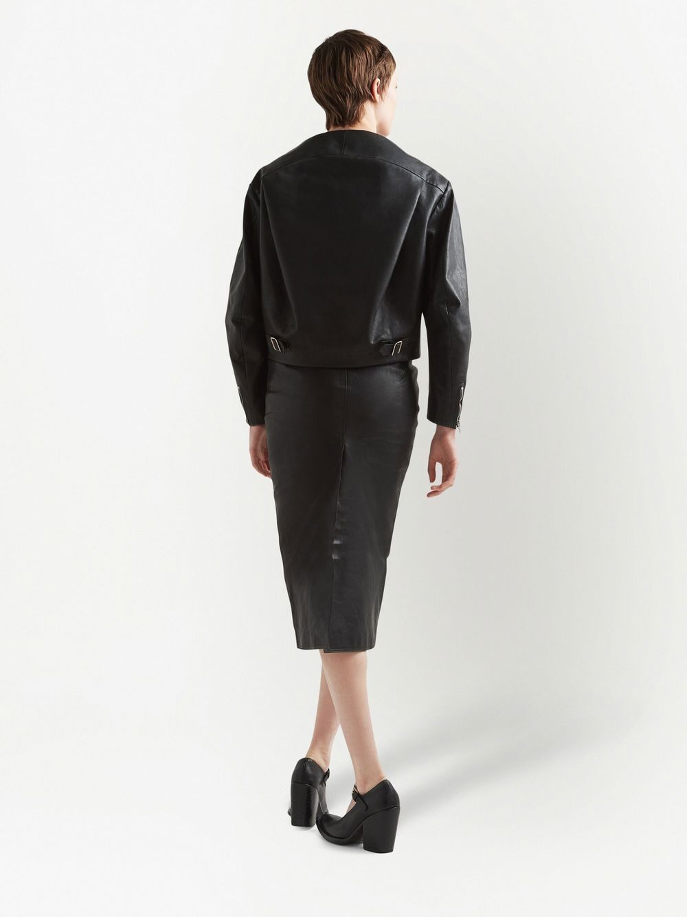 midi leather pencil skirt - 3